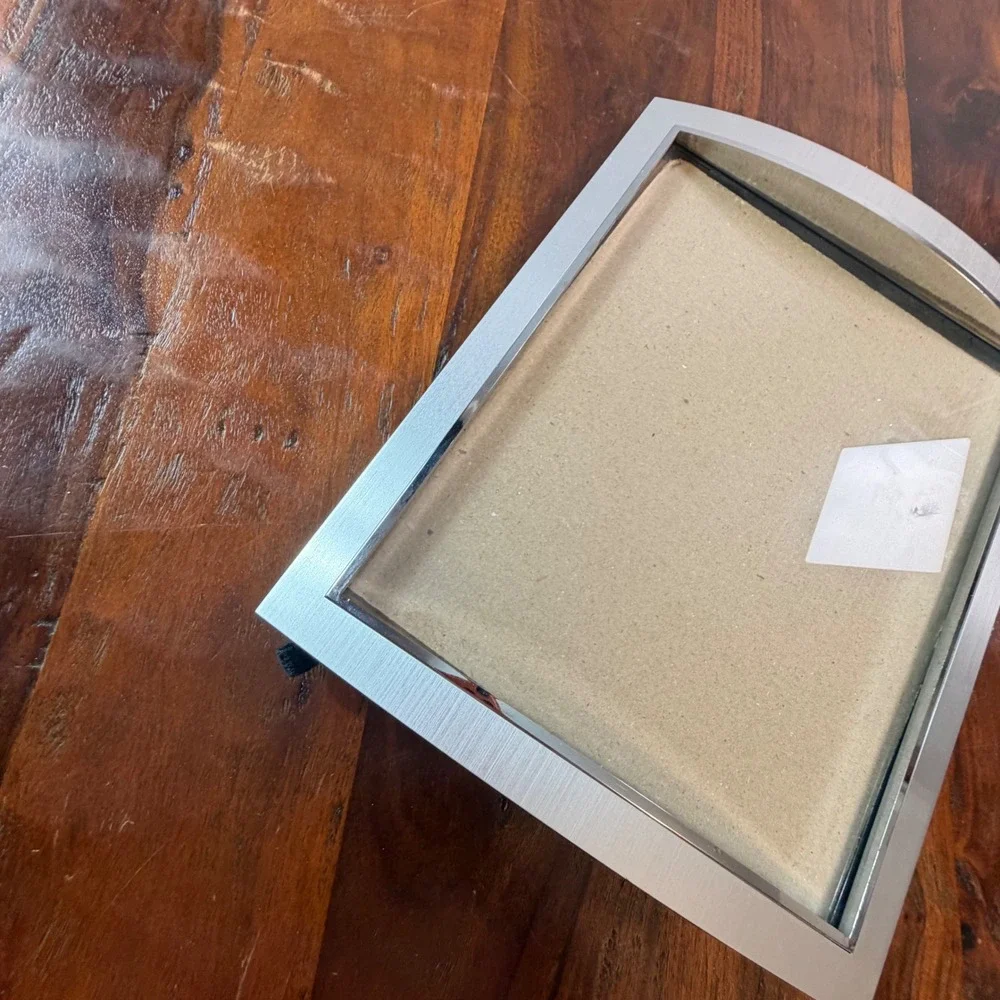 Burnes of Boston Curved Silver Metal 5x7 Picture Frame Modern Tabletop Decor